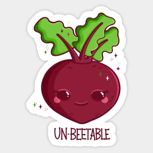 Cute “UN-BEETABLE” happy kawaii beet Sticker